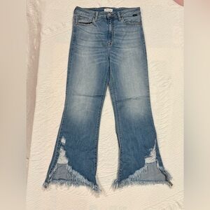 Cello Light Blue Flare Jeans with Frayed Hem C10